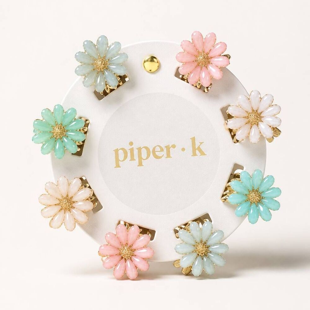 🔹️NWT Daisy Shaped Small Metal Hair Clips Set of 8
